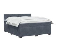 vidaXL Lit de Box Spring avec Matelas et LED Gris foncé 140 x 200 cm | Éclairage polyvalent avec bande LED USB, réglage de la hauteur avec tête flexible, sensation équilibrée pour tous