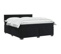 vidaXL Lit de Box Spring avec Matelas et LED Noir 160 x 200 cm Velours | Éclairage polyvalent avec bande LED USB, réglage de la hauteur avec tête flexible, sensation équilibrée pour tous