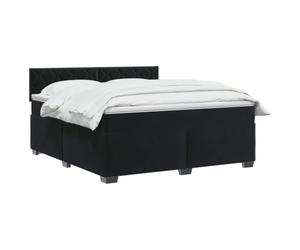 vidaXL Lit de Box Spring avec Matelas et LED Noir 160 x 200 cm Velours | Éclairage polyvalent avec bande LED USB, réglage de la hauteur avec tête flexible, sensation équilibrée pour tous