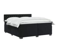 vidaXL Lit de Box Spring avec Matelas et LED Noir 200 x 200 cm Velours | Éclairage polyvalent avec bande LED USB, réglage en hauteur avec tête de lit flexible, sensation équilibrée pour tous