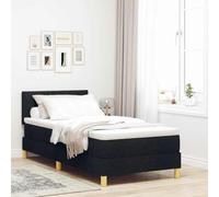 vidaXL Lit de Box Spring avec Matelas et LED Noir 90X190 cm Tissu Design Contemporain pour Chambre d'adulte mobilier Durable en Mousse Cadre Robuste Simple