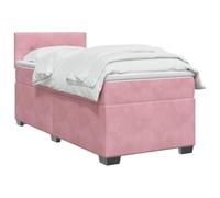 vidaXL Lit de Box Spring avec Matelas et LED Rose 100 x 200 cm Velours | Éclairage polyvalent avec bande LED USB, réglage de la hauteur avec tête flexible, sensation équilibrée pour tous