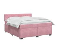 vidaXL Lit de Box Spring avec Matelas et LED Rose 140 x 200 cm Velours | Éclairage polyvalent avec bande LED USB, réglage de la hauteur avec tête flexible, sensation équilibrée pour tous