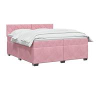 vidaXL Lit de Box Spring avec Matelas et LED Rose 200 x 200 cm Velours | Éclairage polyvalent avec bande LED USB, réglage de la hauteur avec tête flexible, sensation équilibrée pour tous