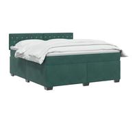 vidaXL Lit de Box Spring avec Matelas et LED Vert foncé 160 x 200 cm | Éclairage polyvalent avec bande LED USB, réglage en hauteur avec tête de lit flexible, sensation équilibrée pour tous