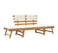 Banc de jardin 2-en-1 avec coussins - VIDAXL - Bois massif d'acacia - 2 personnes - Beige