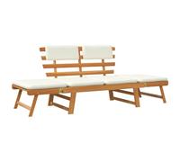 Banc de jardin avec coussins 2-en-1 - Bois - 190 x 68 x 74 cm