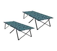 vidaXL Lit de Camping Pliant Feuille 2 pcs Foret 206 x 76 x 74 cm, Lit de Camping Pliable, Solide, rectangulaire, Minimaliste, Portable, pour la détente en extérieur, résistant aux intempéries