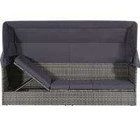 vidaXL Lit de jardin avec baldaquin Gris 205×62 cm Poly rotin