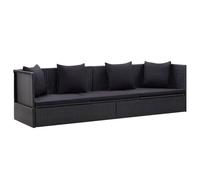 Vidaxl Lit De Jardin Avec Coussin Et Oreiller Résine Tressée Noir Noir