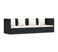 vidaXL Lit de Jardin avec Coussin et Oreillers Chaise Longue de Patio Bain de Soleil d'Extérieur Piscine Arrière-Cour Résine Tressée Noir