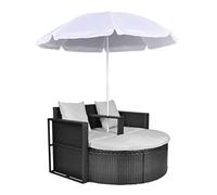 vidaXL Lit de Jardin avec Parasol Résine Tressée Meuble Fauteuil de Terrasse 40735