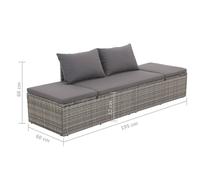 Vidaxl Lit De Jardin Gris 195x60 Cm Résine Tressée Gris