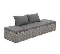 vidaXL Lit de Jardin Gris Résine Tressée Meuble de Patio Terrasse Extérieur