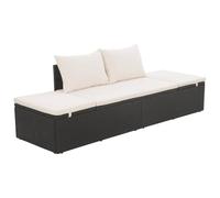 vidaXL Lit de jardin Noir en résine tressée – Meuble de patio/terrasse extérieur