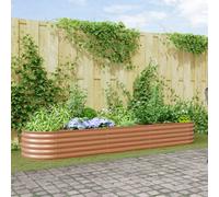 vidaXL Lit de jardin surélevé marron avec look bois 320x80x44 cm en acier