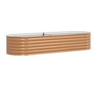 vidaXL Lit de Jardin Surélevé Ovale en Métal 240 x 80 x 44 cm Planteur en Acier Galvanisé Finition Lisse Idéal pour Légumes et Fleurs Design Tendance Durable Utilisation Extérieure