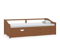 vidaXL Lit de jour 3 places tiroirs pin brun miel 90x200 cm