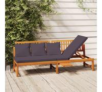 Vidaxl Lit De Jour Avec Coussin Gris 200x60x75 Cm Bois D'acacia Solide Gris