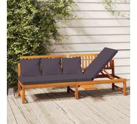 vidaXL Lit de jour avec coussin Bois d'acacia massif 200x60x75 cm Gris