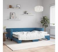 VidaXL Lit de Jour Avec Gigogne, Canapé-lit d'Invité, Meuble de Chambre à Coucher, Salle de Séjour, Moderne, Bleu 80x200 cm Velours