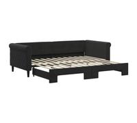 vidaXL Lit de Jour Avec Gigogne, Canapé-lit d'Invité, Meuble de Chambre à Coucher, Salle de Séjour, Moderne, Noir 90x200 cm Velours