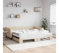 Vidaxl Lit De Jour Avec Gigogne Et Matelas Crème 100x200 Cm Tissu Multicolore