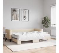 Vidaxl Lit De Jour Avec Gigogne Et Matelas Crème 80x200 Cm Tissu Multicolore