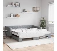 Vidaxl Lit De Jour Avec Gigogne Et Matelas Gris Clair 100x200 Cm Tissu Multicolore
