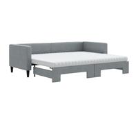 vidaXL Lit de Jour avec gigogne et Matelas Gris Clair 80x200 cm Tissu