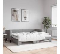 vidaXL Lit de jour avec gigogne et matelas gris clair 80x200 cm tissu