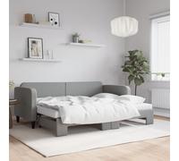 vidaXL Lit de jour avec gigogne et matelas gris clair 80x200 cm tissu Multicolore