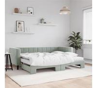 vidaXL Lit de jour avec gigogne et matelas gris clair 80x200cm velours 3196708 Gris G