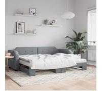 vidaXL Lit de jour avec gigogne et matelas gris clair 90x190 cm tissu 3197662