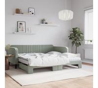 Vidaxl Lit De Jour Avec Gigogne Et Matelas Gris Clair 90x190cm Velours Multicolore