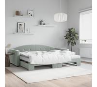 Vidaxl Lit De Jour Avec Gigogne Et Matelas Gris Clair 90x200cm Velours Multicolore