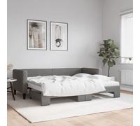 vidaXL Lit de jour avec gigogne et matelas gris foncé 80x200 cm tissu