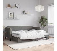 vidaXL Lit de jour avec gigogne et matelas gris foncé 80x200 cm tissu