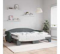 Vidaxl Lit De Jour Avec Gigogne Et Matelas Gris Foncé 80x200 Cm Tissu Multicolore