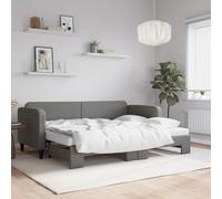 Vidaxl Lit De Jour Avec Gigogne Et Matelas Gris Foncé 80x200 Cm Tissu Multicolore