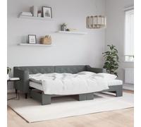 Vidaxl Lit De Jour Avec Gigogne Et Matelas Gris Foncé 80x200 Cm Tissu Multicolore