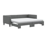 vidaXL Lit de Jour avec gigogne et Matelas Gris foncé 90x190 cm Tissu, canapé-lit, canapé-lit Confortable, lit de Jour gigogne, lit d'appoint