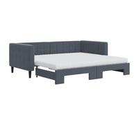Vidaxl Lit De Jour Avec Gigogne Et Matelas Gris Foncé 90x190cm Velours Gris