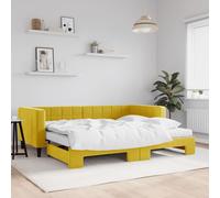 Vidaxl Lit De Jour Avec Gigogne Et Matelas Jaune 90x200 Cm Velours Multicolore