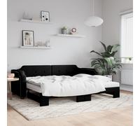 Vidaxl Lit De Jour Avec Gigogne Et Matelas Noir 90x190 Cm Tissu Multicolore