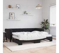 vidaXL Slaapbank onderschuifbed en matrassen 90x190 cm fluweel zwart3196730 Noir G