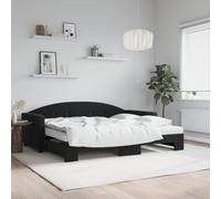 Lit de jour avec gigogne et matelas noir 90x190 cm velours 3197340