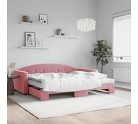 Vidaxl Lit De Jour Avec Gigogne Et Matelas Rose 90x200 Cm Velours Multicolore