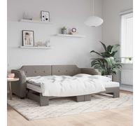 Vidaxl Lit De Jour Avec Gigogne Et Matelas Taupe 100x200 Cm Tissu Gris