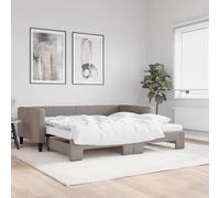 vidaXL Lit de jour avec gigogne et matelas taupe 100x200 cm tissu Multicolore